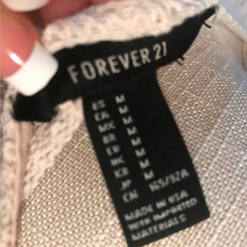 Forever 21 Knit Crop Top Long Sleeve Lightweight Blush Pink Size M - Picture 3 of 3